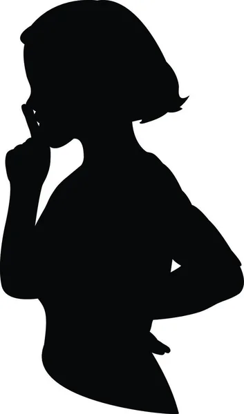 Vektorsilhouette Einer Frau Mit Schwarzem Haar — Stockvektor