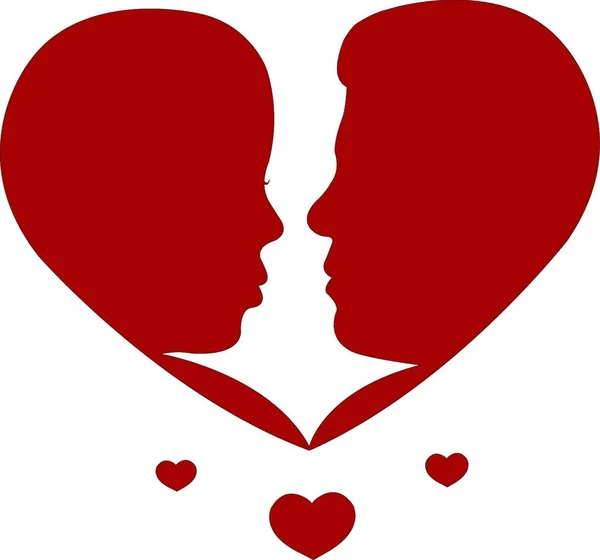 Dois Amantes Silhueta Forma Coração —  Vetores de Stock