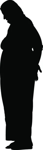 Femme Grasse Turque Traditionnelle Avec Écharpe Vecteur Silhouette — Image vectorielle