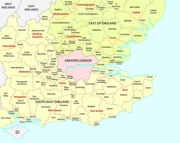 Zuidwest Engeland Administratieve Kaart — Stockvector