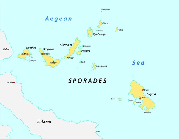Mapa Grupy Wysp Greckich Sporades — Wektor stockowy