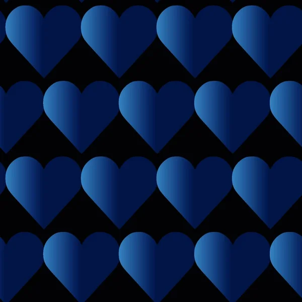 Nahtloses Blaues Abstraktes Muster Aus Sich Wiederholenden Herzen — Stockvektor
