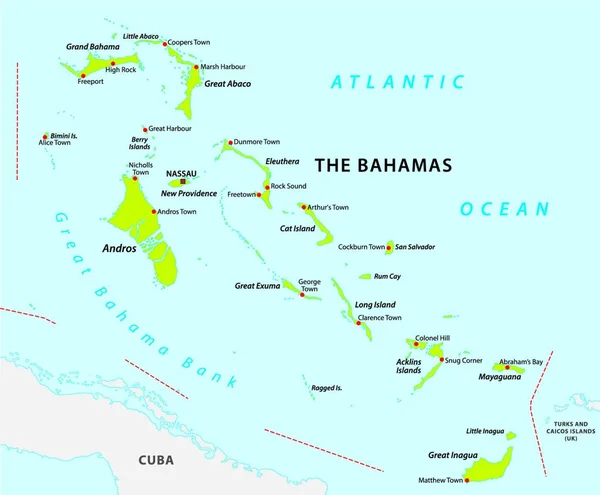 Карта Багамских Островов Векторная Иллюстрация — стоковый вектор