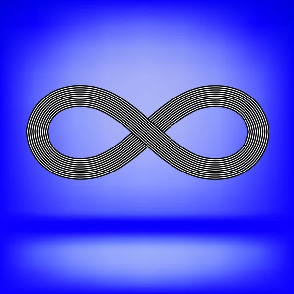 Смугастий Значок Нескінченності Ізольовані Якому Синьому Фоні — стоковий вектор