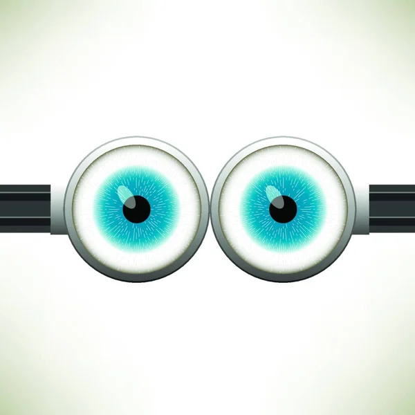 Goggle Dvěma Modrýma Očima Bílém Pozadí — Stockový vektor