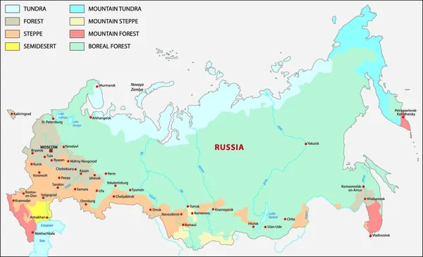 Carte Végétation Russie — Image vectorielle