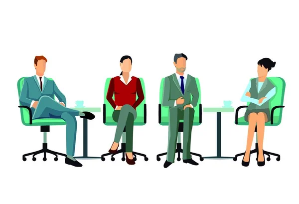Grupa Przedsiębiorców Obradująca Krzesłach Dyskutująca Biurze — Wektor stockowy