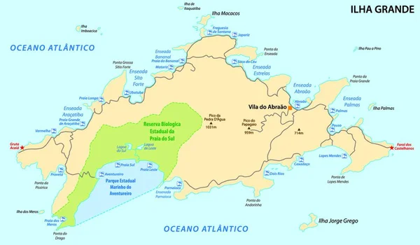 Mapa Ilha Grande Brasil — Vector de stock