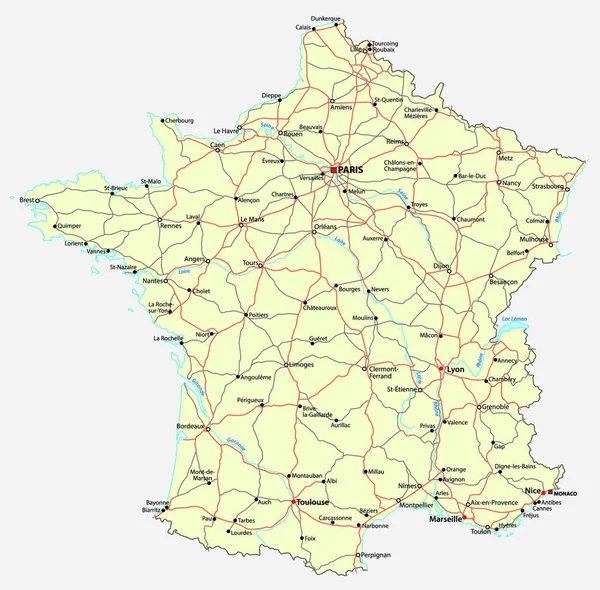 Francouzská Cestovní Mapa Vektorová Ilustrace — Stockový vektor