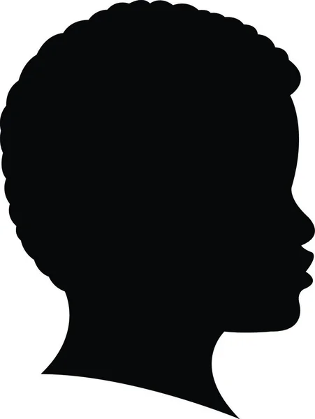 Une Silhouette Tête Fille Noire — Image vectorielle