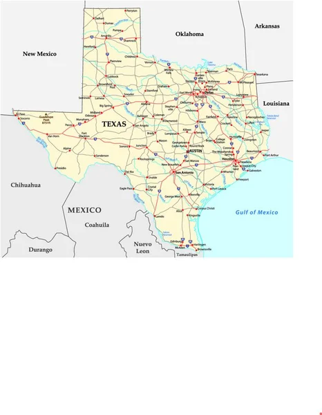 Texas Road Map Vector Illustration — 스톡 벡터