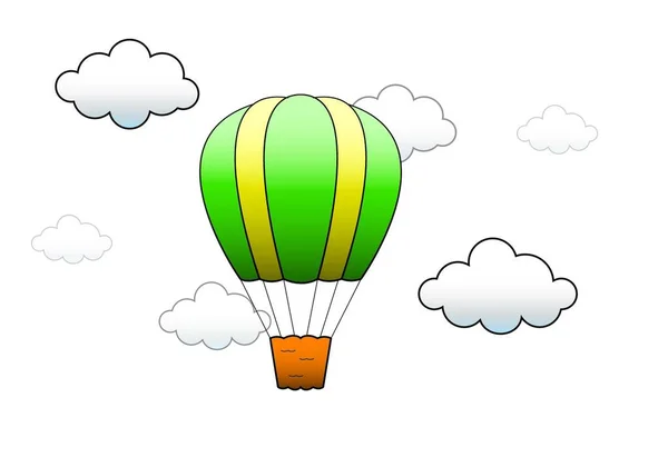 Ilustracja Wektora Bright Hot Air Balon Latający Niebie — Wektor stockowy