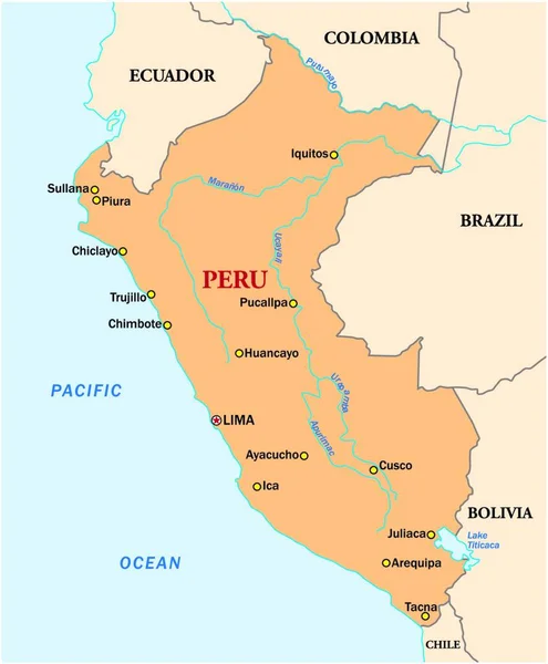 Einfache Vektorkarte Des Bundesstaates Peru — Stockvektor