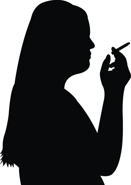 Kouření Žena Silueta Vektor — Stockový vektor