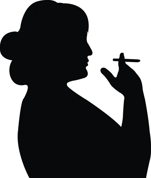 Smoking Woman Silhouette Vector — Stock Vector