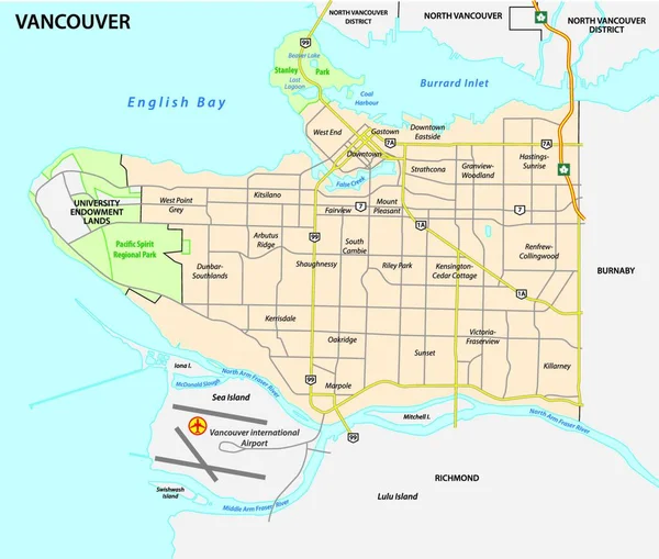 Vancouver Road Noborhood Map — Stockový vektor