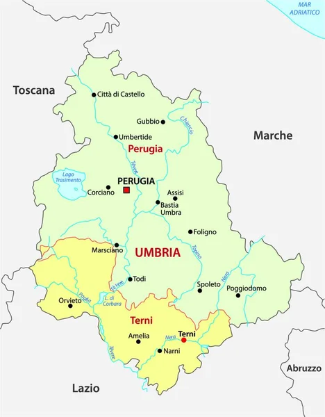 Umbria Διοικητικό Χάρτη Διανυσματική Απεικόνιση — Διανυσματικό Αρχείο