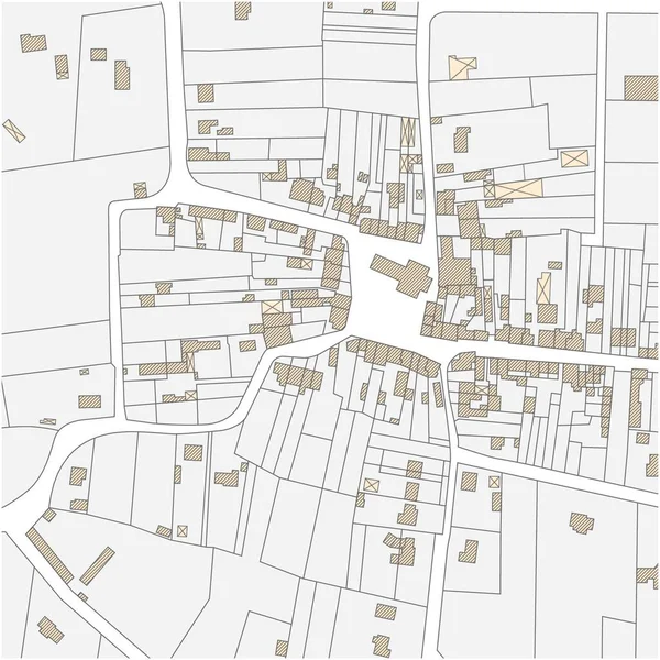 Mapa Cadastral Imaginário Território Com Edifícios Estradas —  Vetores de Stock