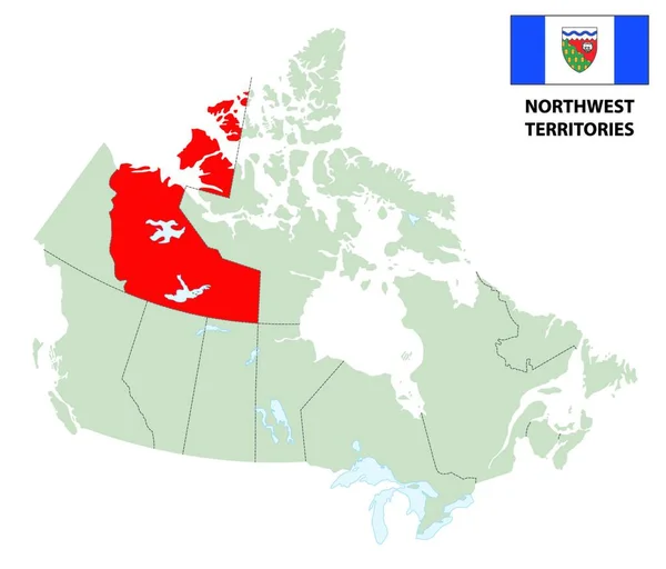 Carte Des Territoires Nord Ouest Canada Avec Drapeau — Image vectorielle