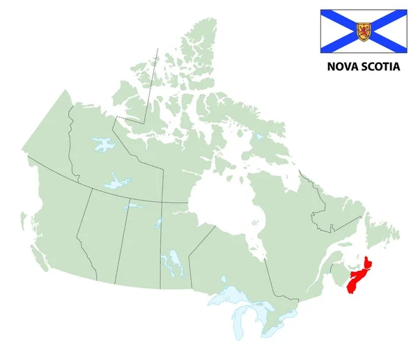 Mapa General Provincia Canadiense Nueva Escocia Con Bandera — Archivo Imágenes Vectoriales