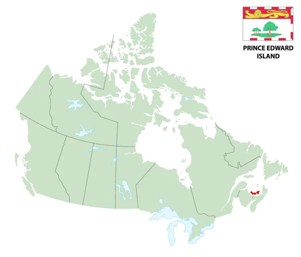 Mapa General Provincia Canadiense Prince Edward Island Con Bandera — Archivo Imágenes Vectoriales