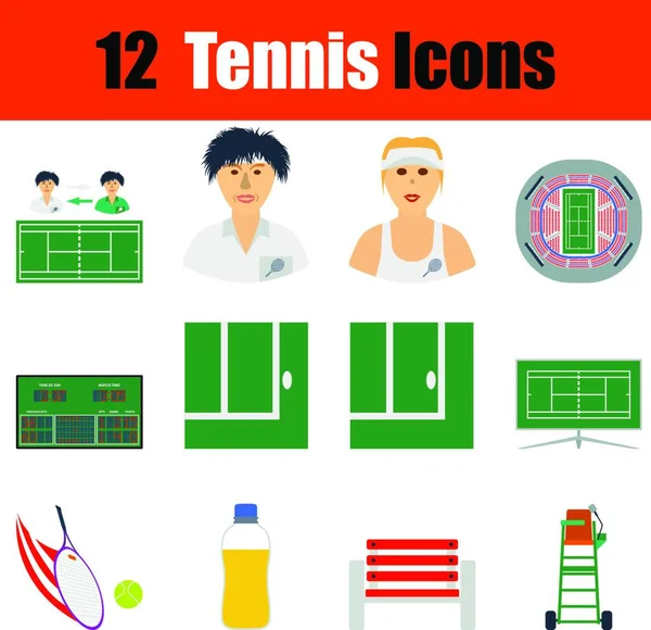 Icône Tennis Design Plat Aux Couleurs Illustration Vectorielle — Image vectorielle