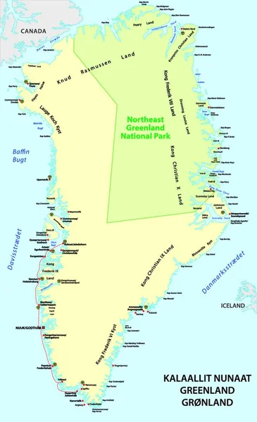 Groenland Carte Vectorielle Détaillée État — Image vectorielle