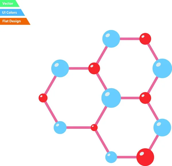 Icono Diseño Plano Conexión Hexa Química Átomos Colores Ilustración Vectores — Archivo Imágenes Vectoriales