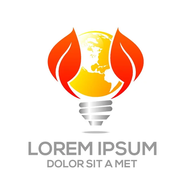 Information Label Lamp Leaf Light Lighting Logotype Nature Plant Power — Stock Vector