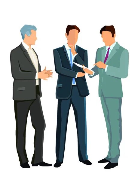 Three Experts Discuss Together — Stock Vector