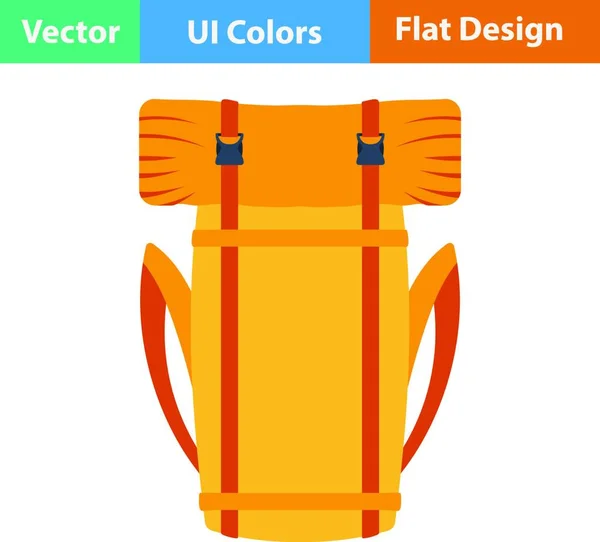 Flat Design Icon Camping Backpack Colors Vector Illustration — Stock Vector