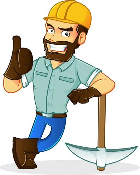 Cartoon Illustration Construction Worker — Stock Vector