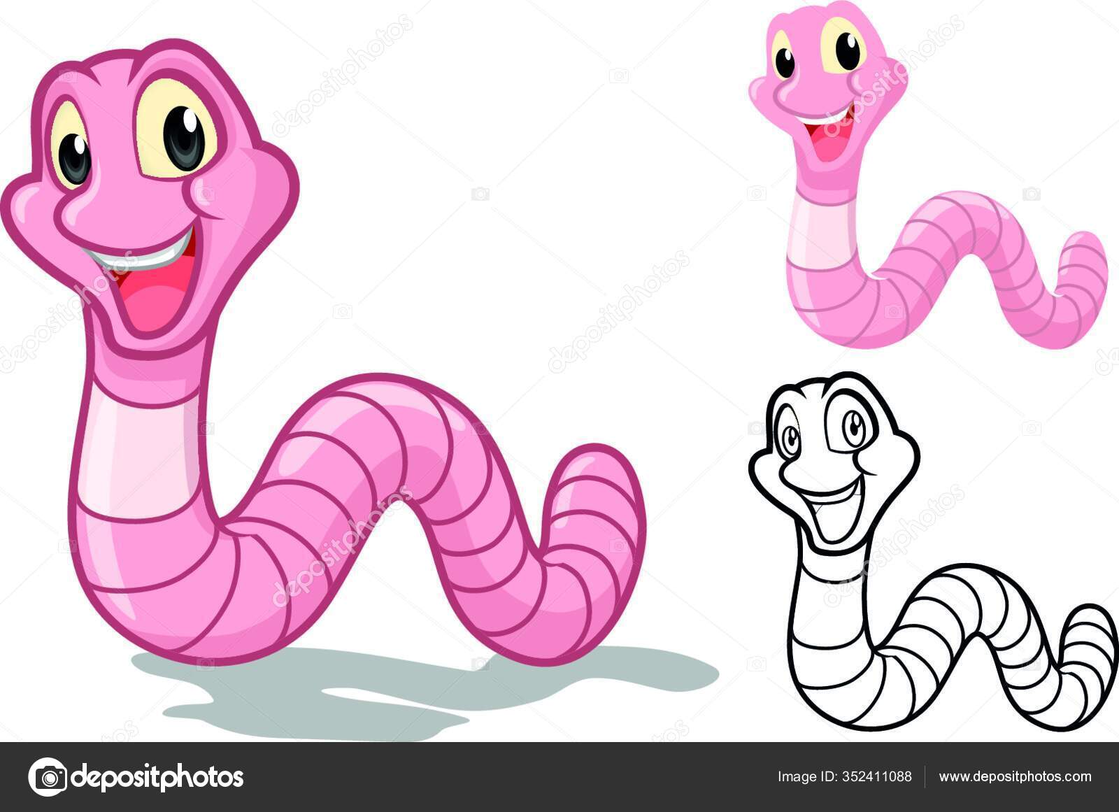 Image High Quality Detailed Earthworm Cartoon Character Flat