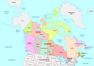 vector Illustration of a Administrative and Political Map of Canada clipart