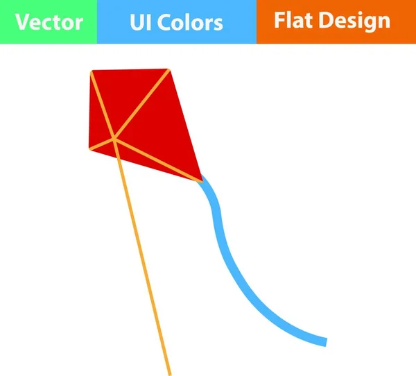 Icona Design Piatto Aquilone Cielo Colori Illustrazione Vettoriale — Vettoriale Stock