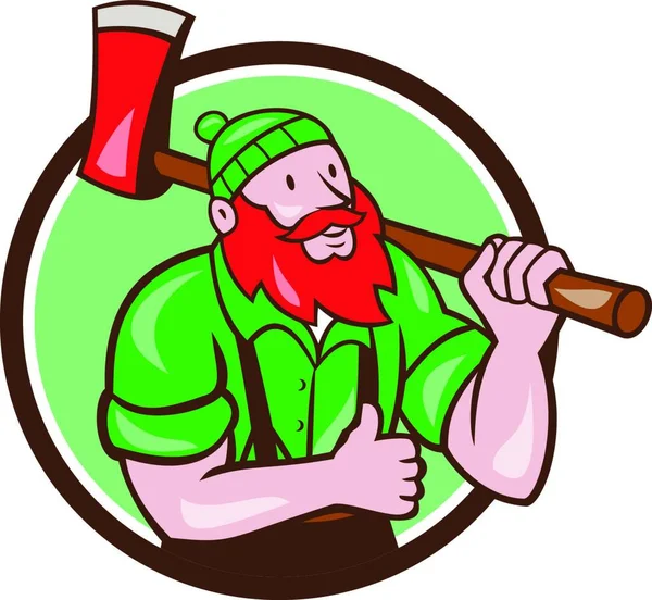 Illustratie Van Een Paul Bunyan Een Amerikaanse Houthakker Sawyer Bos — Stockvector