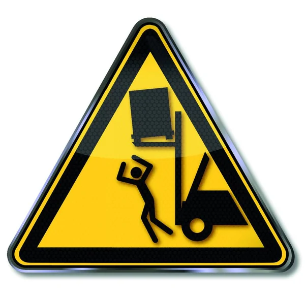 Vorsicht Vor Gegenständen Die Vom Gabelstapler Fallen — Stockvektor