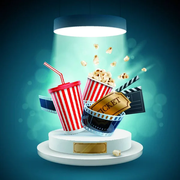 Popcorn Film Snack Voedsel — Stockvector