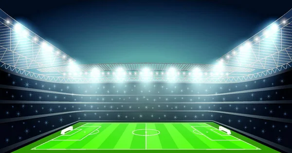 Spotlu Futbol Stadyumu Vektör — Stok Vektör