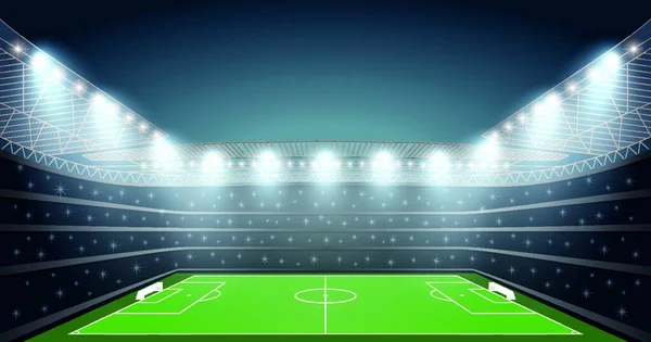 Voetbalstadion Met Spotlight Vector — Stockvector