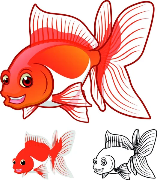 ภาพน ณภาพส Fantail Goldfish การ วละครรวมถ งการออกแบบแบนและเส ลปะร นเวกเตอร ภาพประกอบ — ภาพเวกเตอร์สต็อก