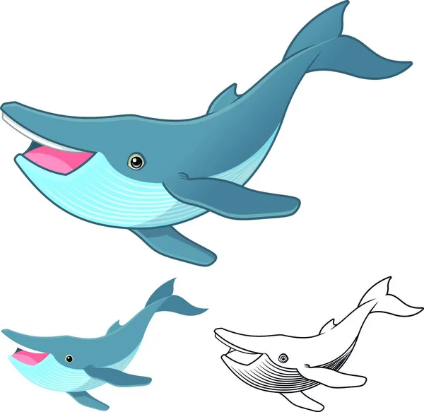 Esta Imagem Uma Alta Qualidade Humpback Whale Cartoon Personagem Incluem — Vetor de Stock