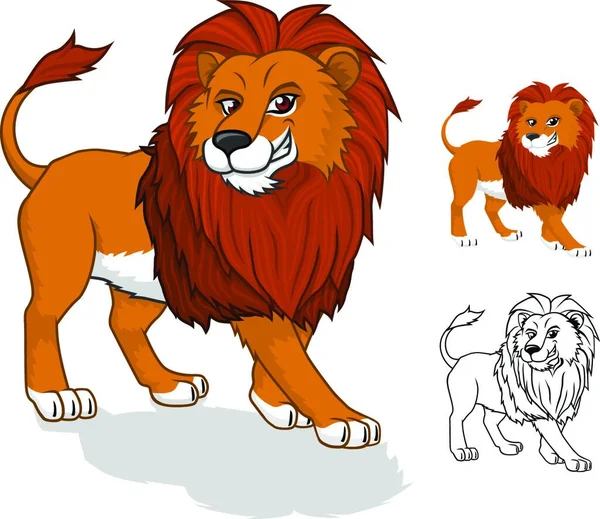 Dieses Bild Ist Eine Hochwertige Löwen Cartoon Figur Mit Flachem — Stockvektor