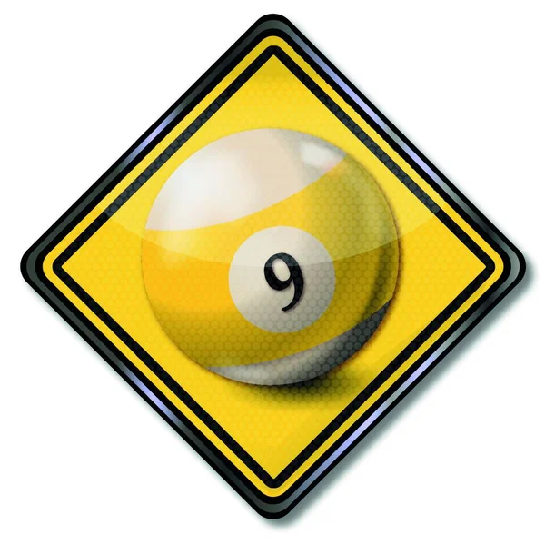 Zeichen Gelb Weiß Pool Billardkugel Nummer — Stockvektor