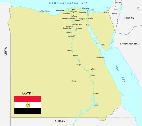 Mapa Egipska Flagą — Wektor stockowy