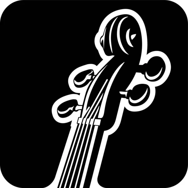 白と黒のバイオリンの詳細アイコン — ストックベクタ