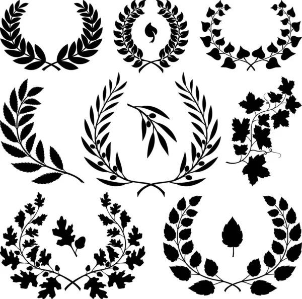 Various Wreath Icons Isolated White Background — Stock Vector