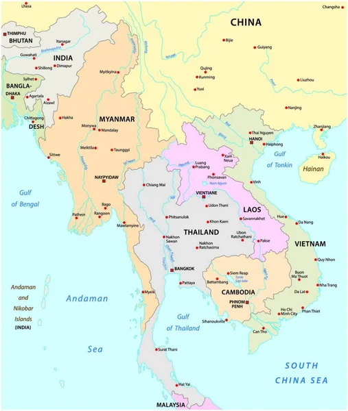 東南アジアの州のベクトル図 — ストックベクタ