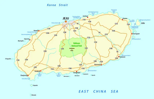 Roteiro Ilha Sul Coreana Jeju —  Vetores de Stock