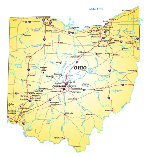 オハイオ州の道路地図 — ストックベクタ